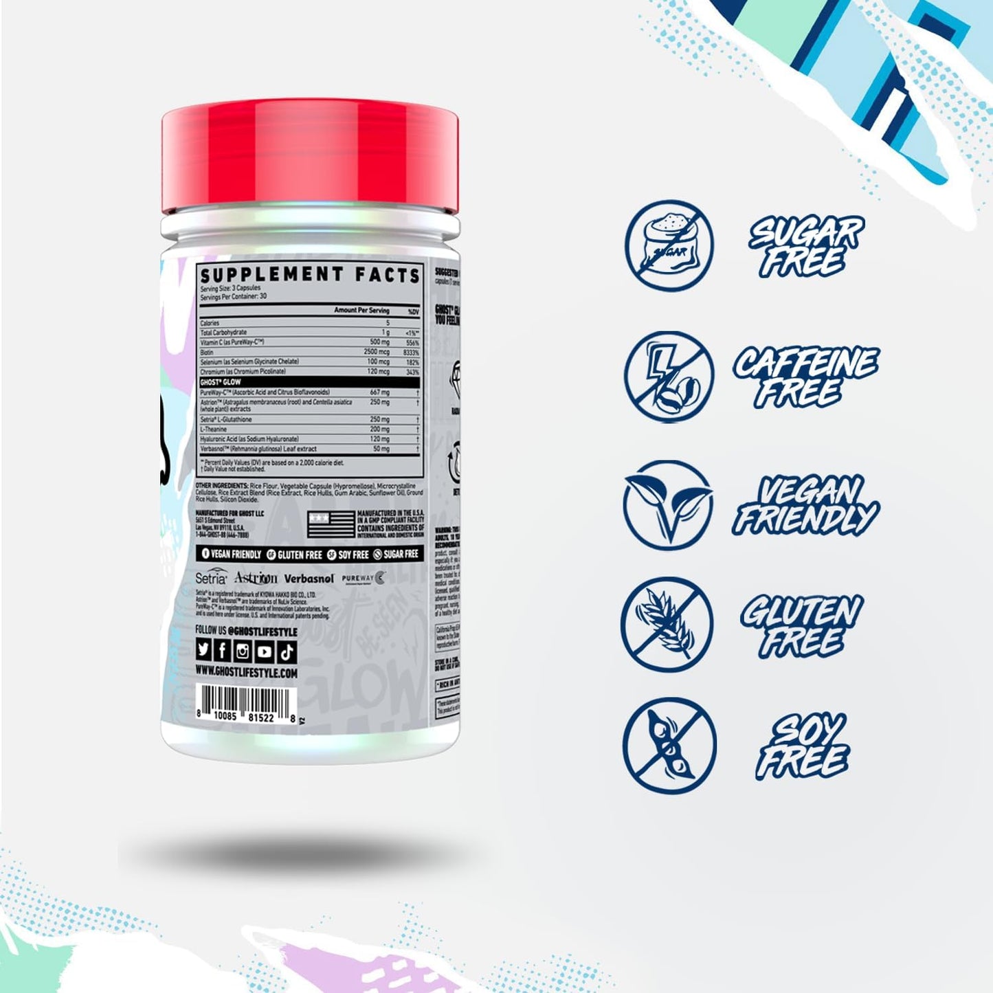 Skin-Boosting Vegan Beauty Capsules with Hyaluronic Acid, Biotin & L-Theanine - 90 Capsules for Detox and Glow