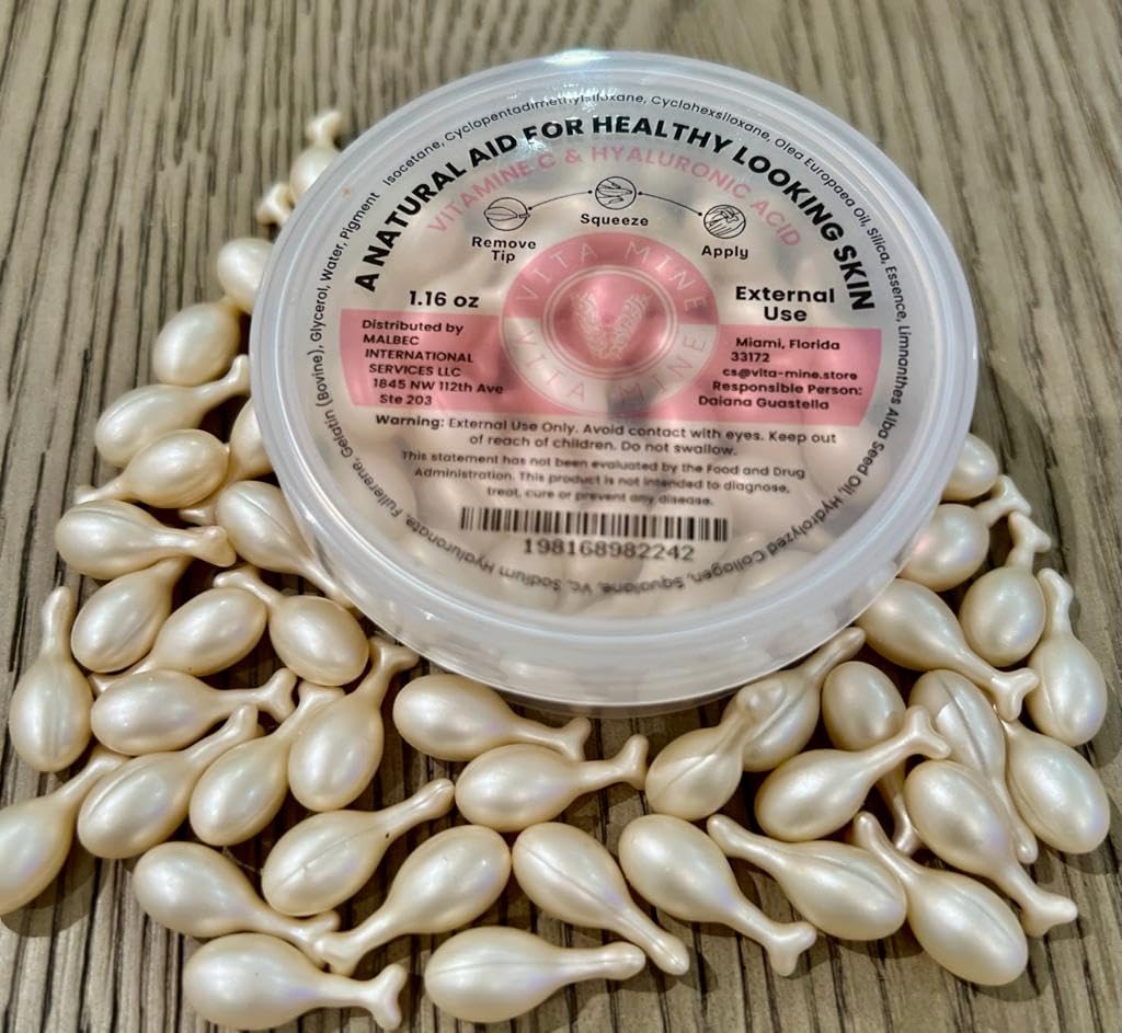 Skin Care Cream with Vitamin C and Hyaluronic Acid in Convenient Breakable Capsules