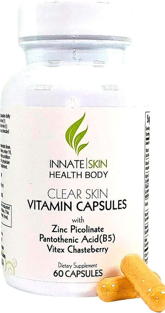 Skin Clear Acne Vitamins Capsules for Healthy Complexion - 60 Count