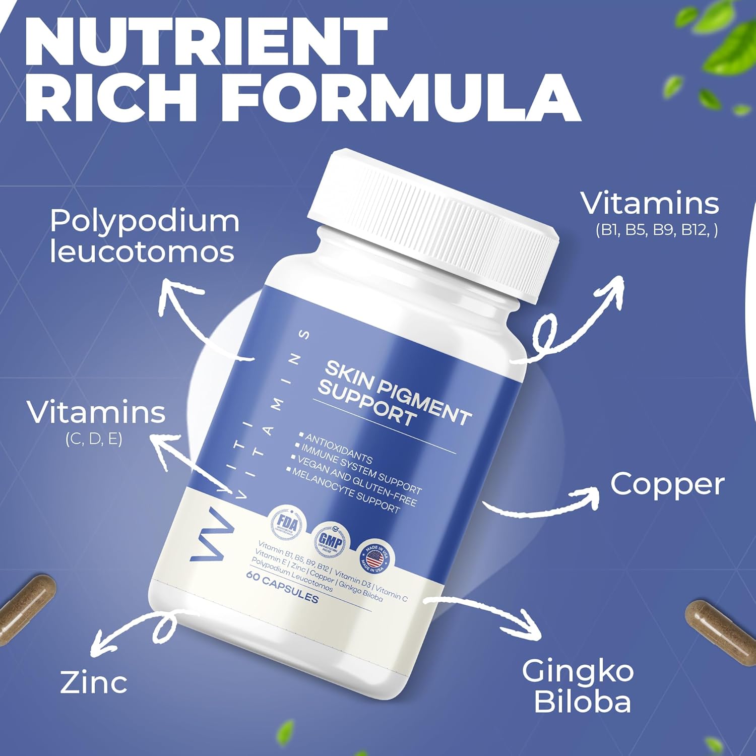 Skin Pigment Support Supplement with Polypodium Leucotomos for Faster Results - 60 Capsules - BoostGo Australia