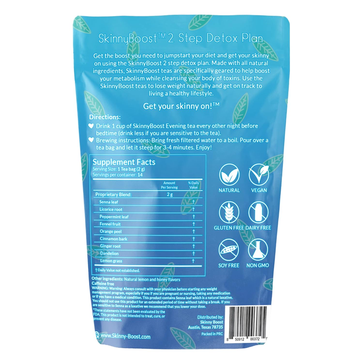 SkinnyBoost 28 Day Detox Tea Kit (3 PACK) - Non GMO, Vegan, All Natural Cleanse Kit with Daytime and Evening Teas