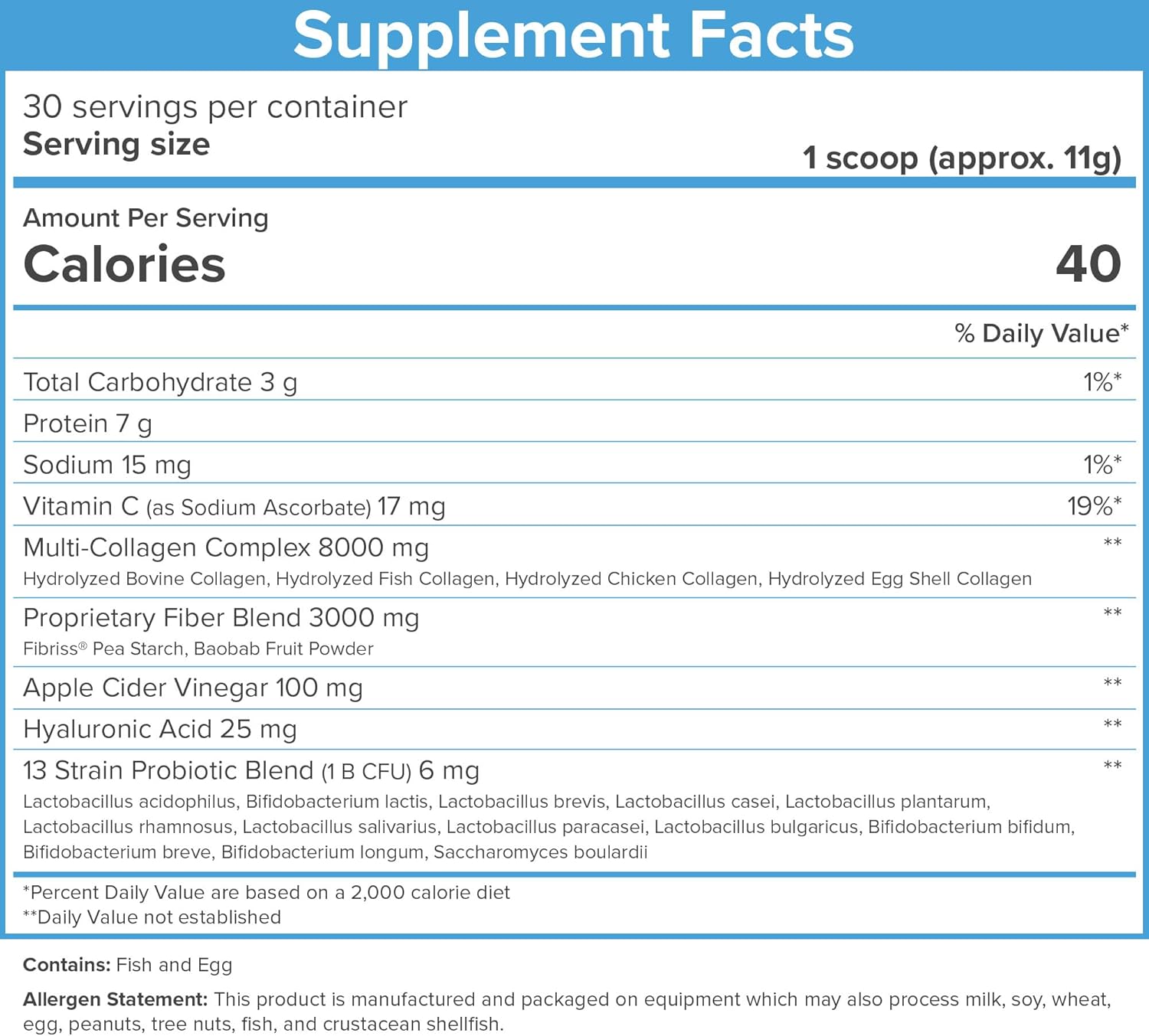 SkinnyFit Super Youth Unflavored Collagen Peptides with Probiotics, Fiber, ACV, Hyaluronic Acid, Vitamin C - Skin, Hair, Joint, Metabolism Support - 30 Servings