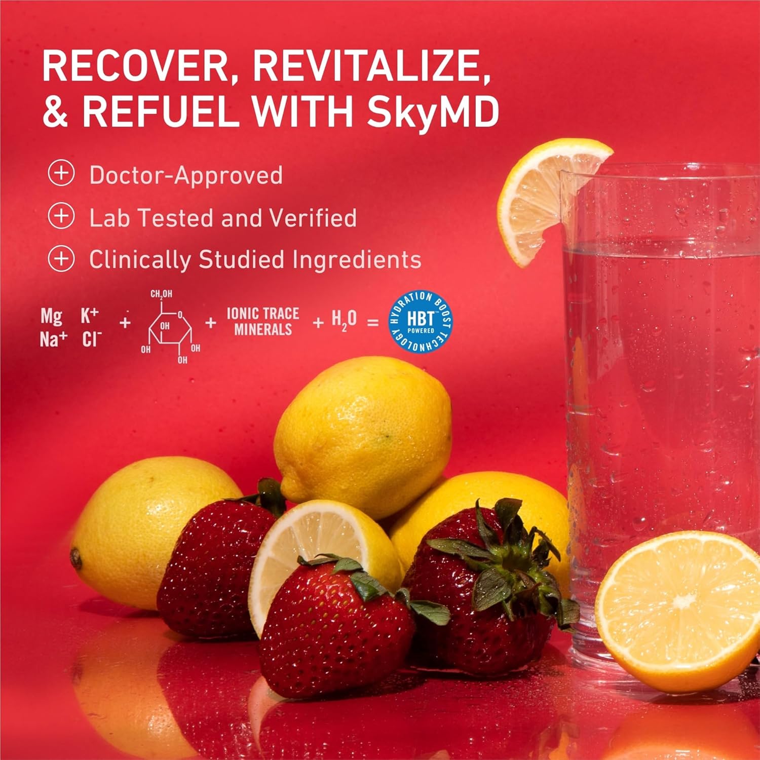 SkyMD Electrolyte Energy Powder Packets - Strawberry Lemonade Flavor | Boosts Focus & Performance | Natural Caffeine & Hydration Support | 14 Sticks