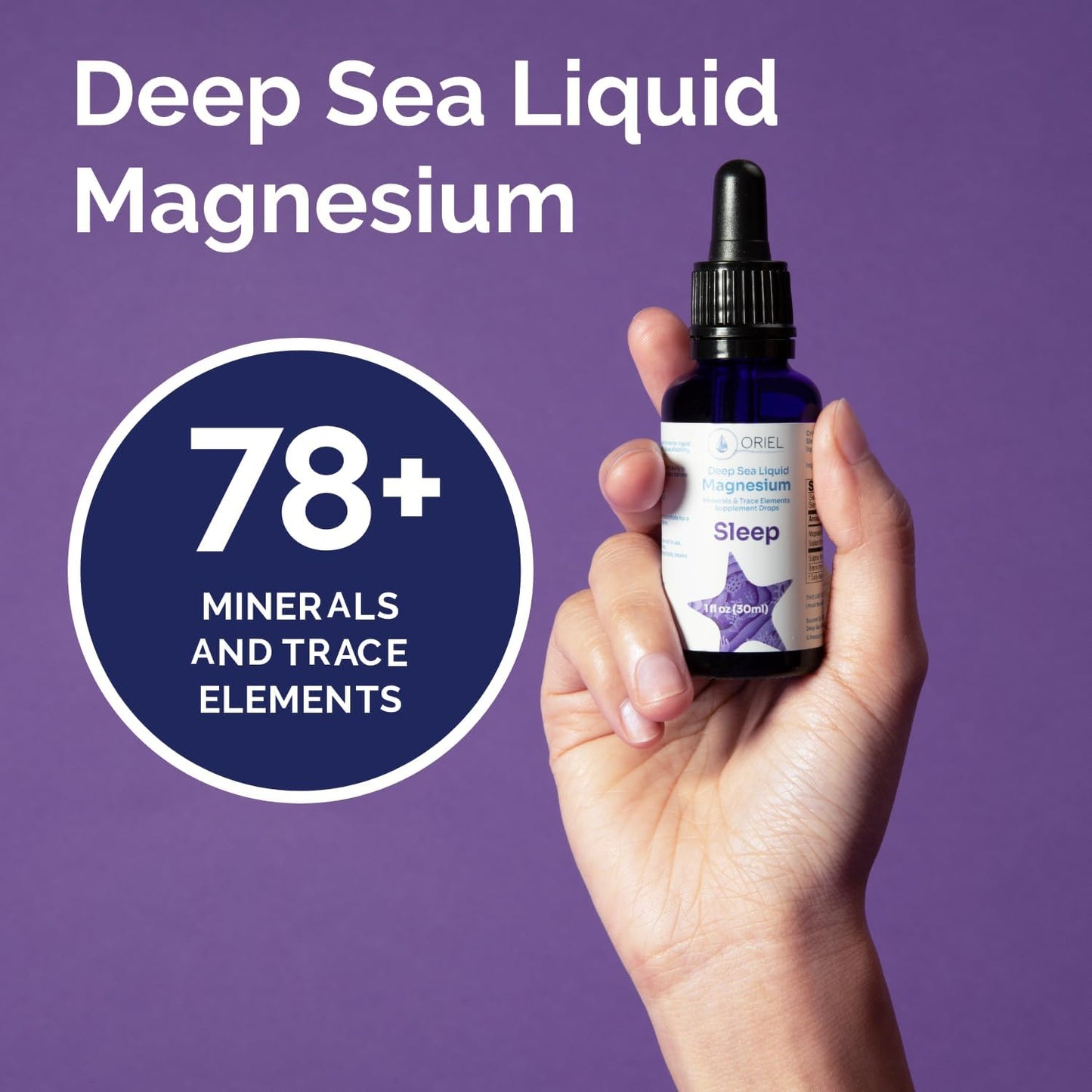Sleep Aid: Oriel Liquid Magnesium Drops for Rapid Absorption, Free Ion Minerals, 30ml - Supports Natural Deep Sleep & Relaxation