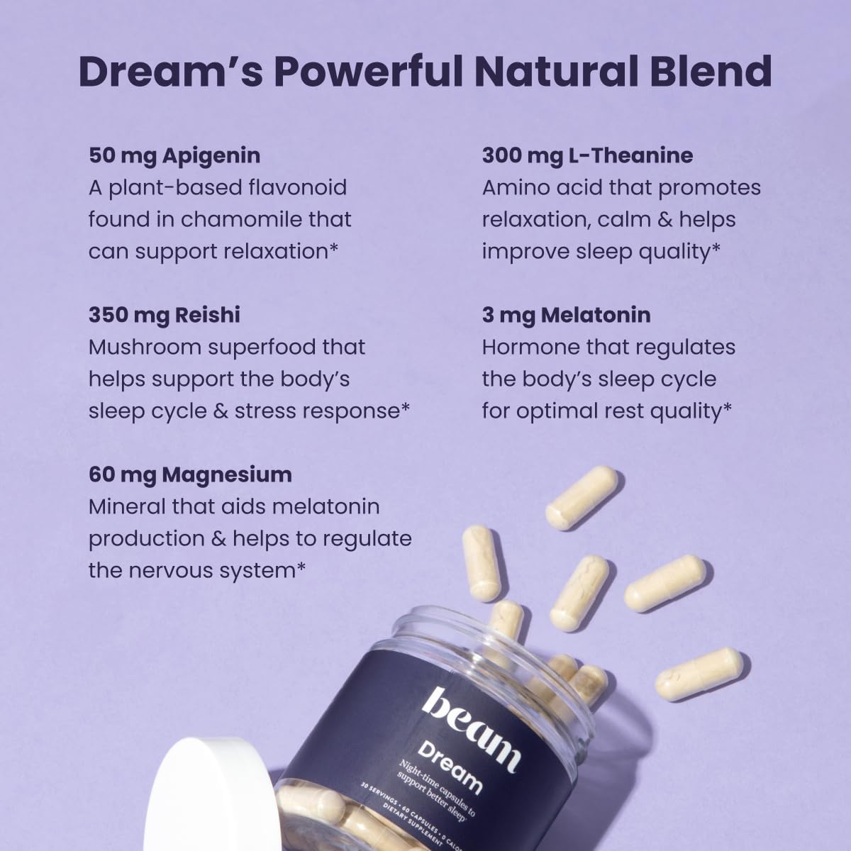 Sleep Capsules and Super Latte Bundle - 30 Servings Each, Beam Dream Sleep Aid and Coffee Alternative