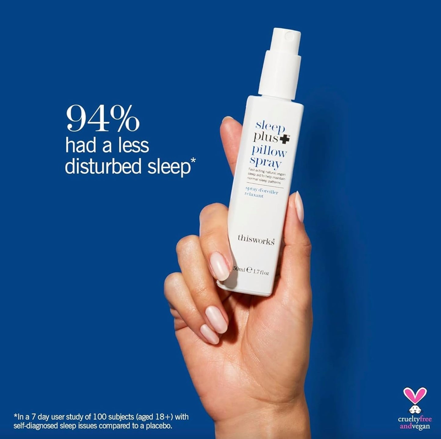 Sleep Plus Pillow Spray 50ml - Motion-Activated Spray with Lavender, Camomile, Vetivert - Science-Backed Aid for Restless Sleepers