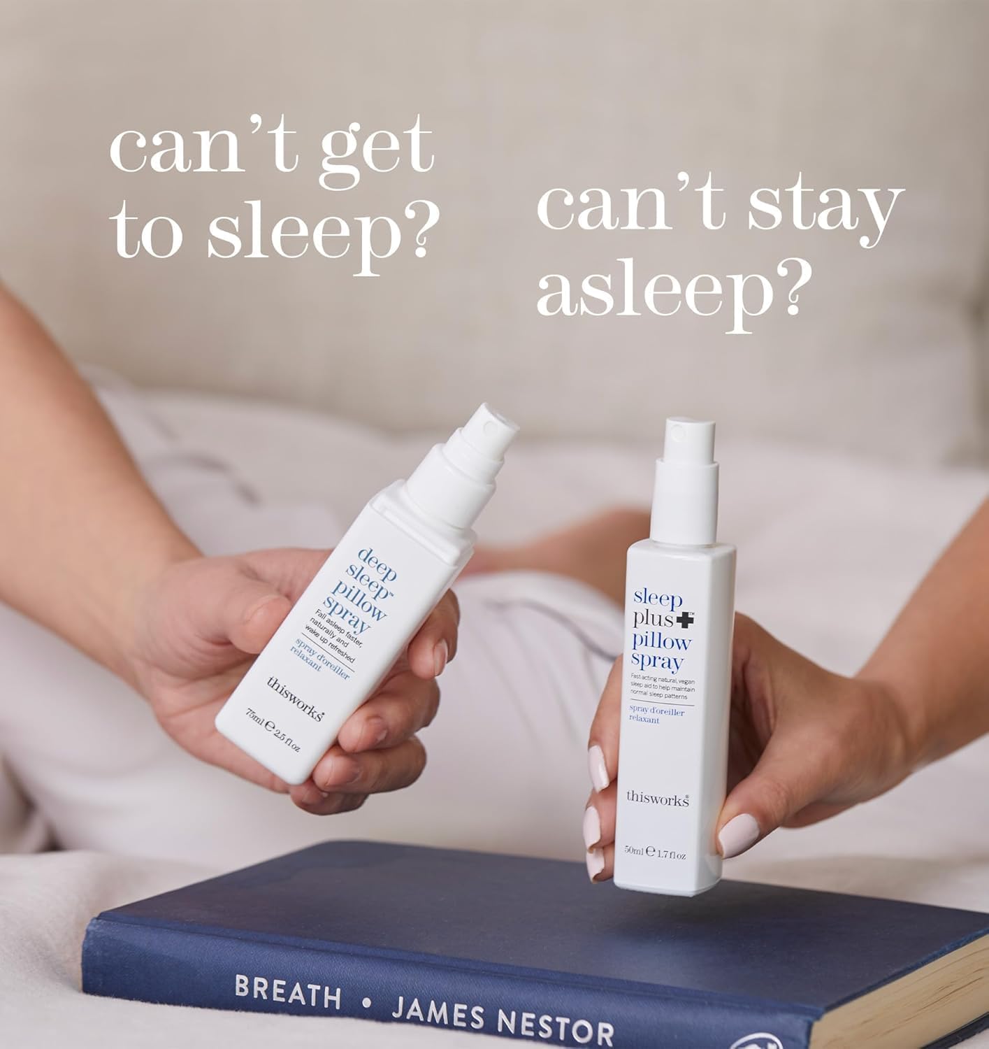 Sleep Plus Pillow Spray 50ml - Motion-Activated Spray with Lavender, Camomile, Vetivert - Science-Backed Aid for Restless Sleepers