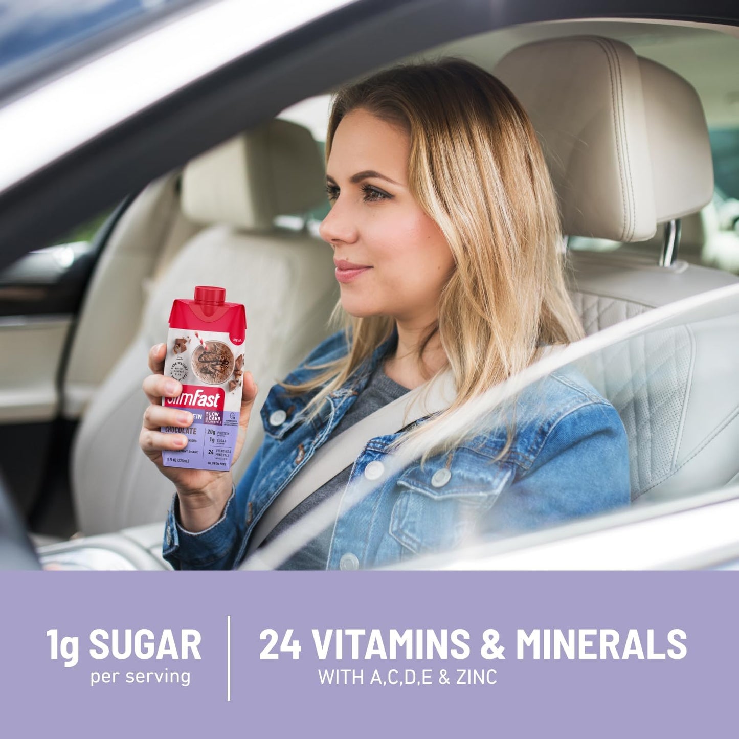 SlimFast Caramel Macchiato Protein Shake - 20g Protein, Meal Replacement with Caffeine, Low Carb, Low Sugar, 24 Vitamins - 12 Count Pack