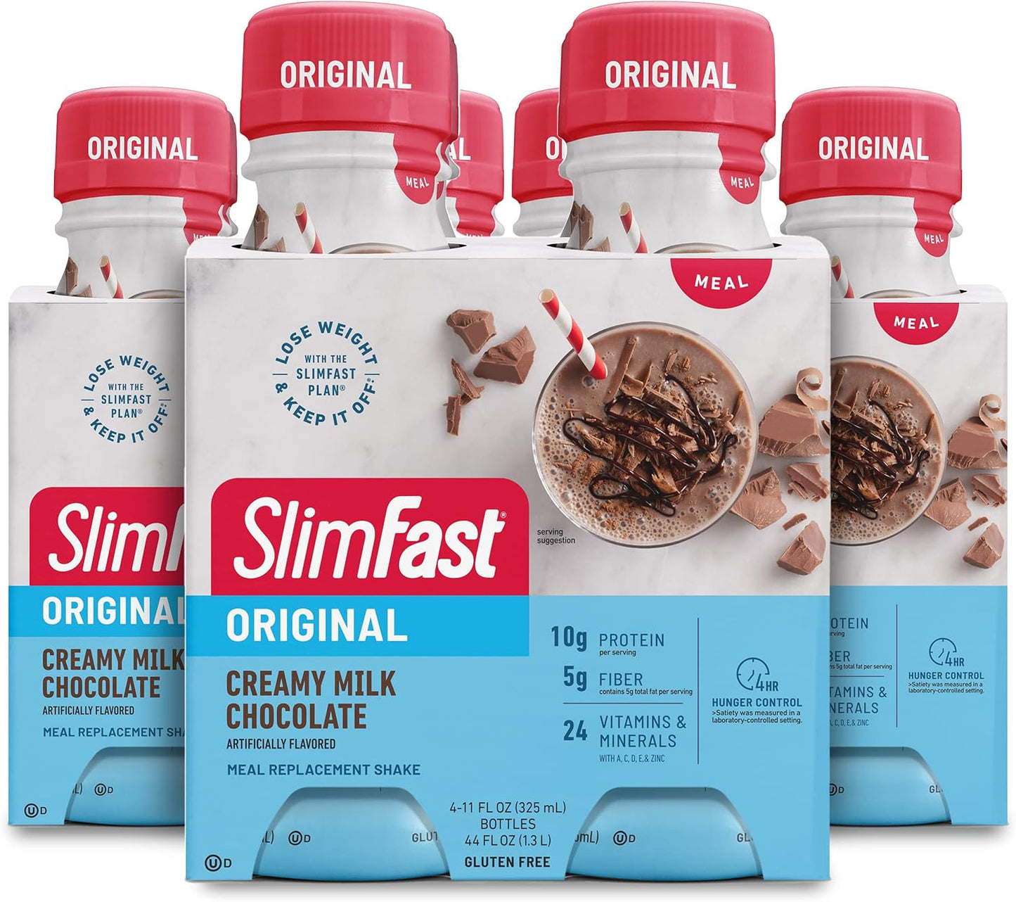SlimFast Creamy Milk Chocolate Protein Shake, Ready to Drink, 11 Fl Oz Bottle, Pack of 12