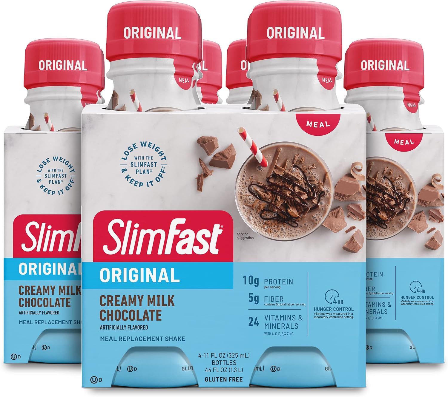 SlimFast Creamy Milk Chocolate Protein Shake, Ready to Drink, 11 Fl Oz Bottle, Pack of 12