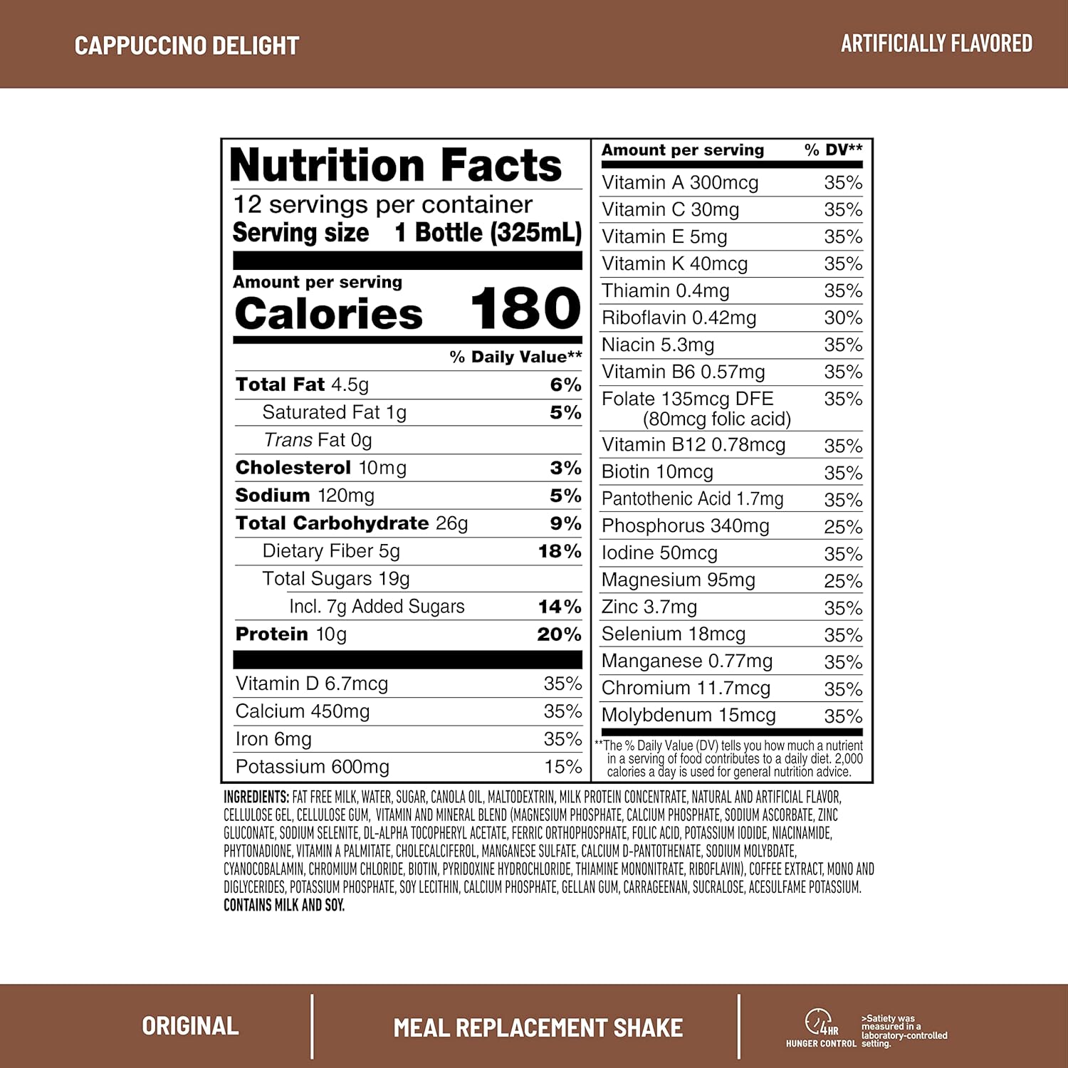 SlimFast Original Cappuccino Delight Meal Replacement Shake - Ready to Drink Protein Shake for Weight Loss - 4 Count, 11 Fl. Oz Bottles - Pack of 3