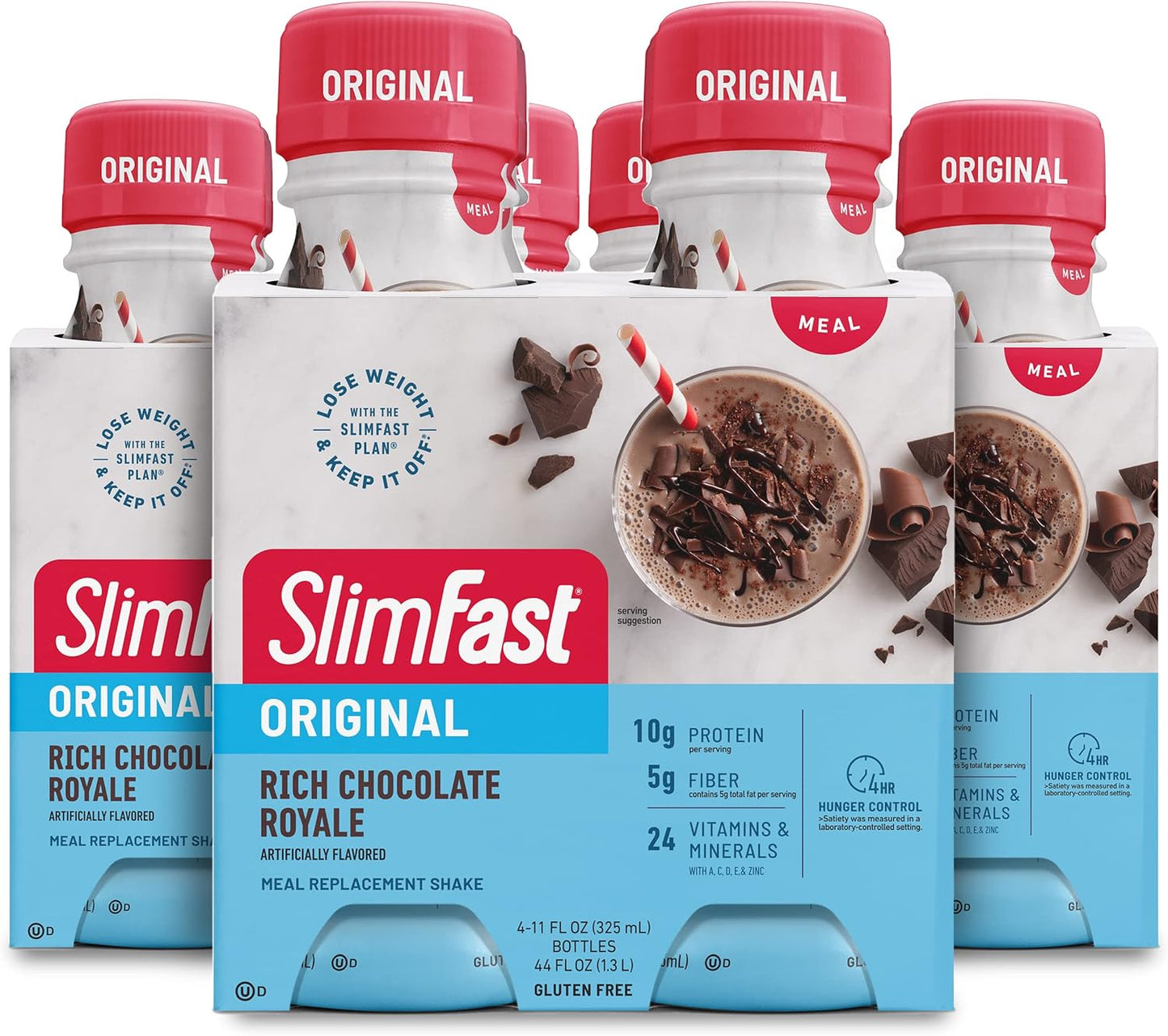 SlimFast Rich Chocolate Royale Meal Replacement Shake - 10g Protein, 11 Fl. Oz Bottle, Pack of 12