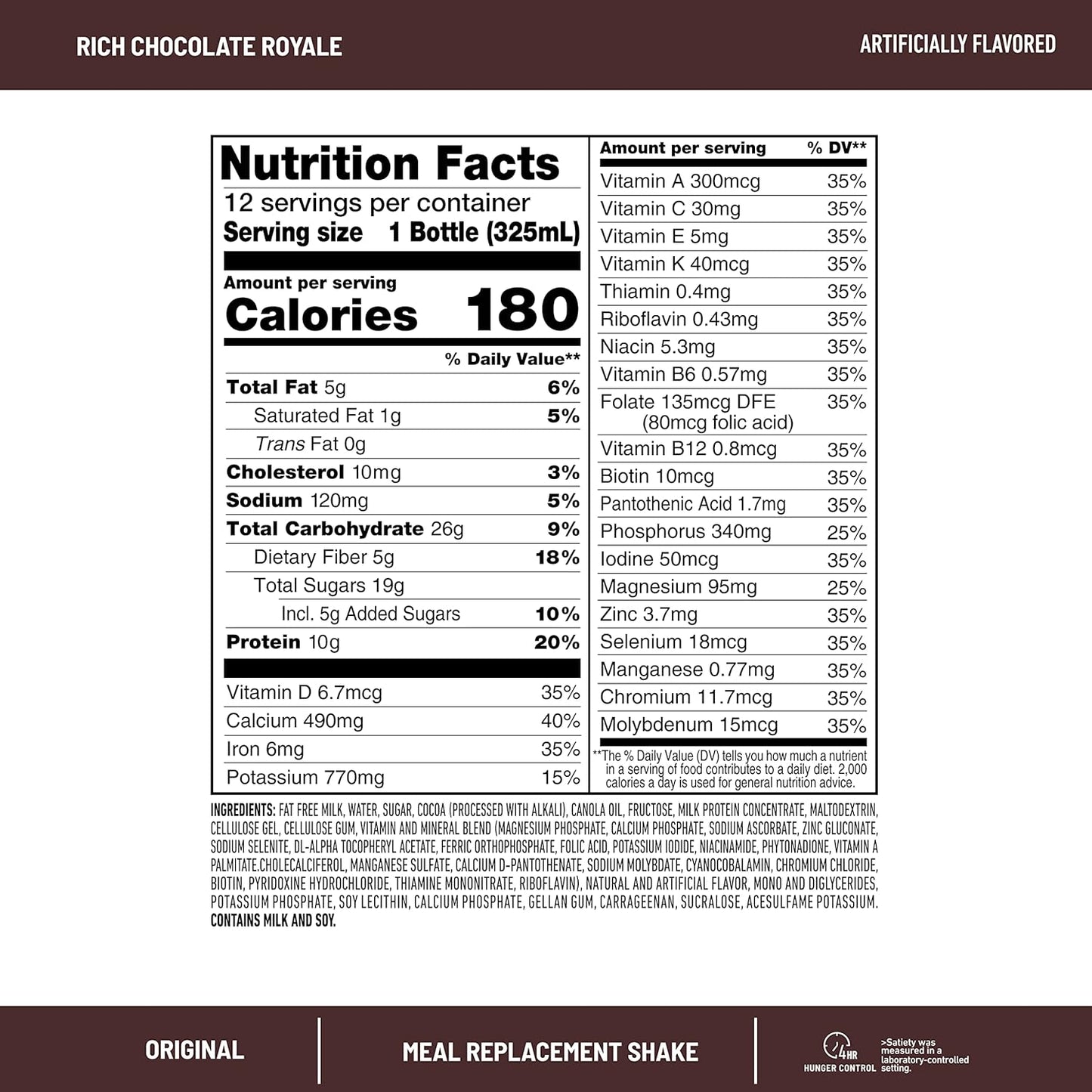 SlimFast Rich Chocolate Royale Meal Replacement Shake - 10g Protein, 11 Fl. Oz Bottle, Pack of 12