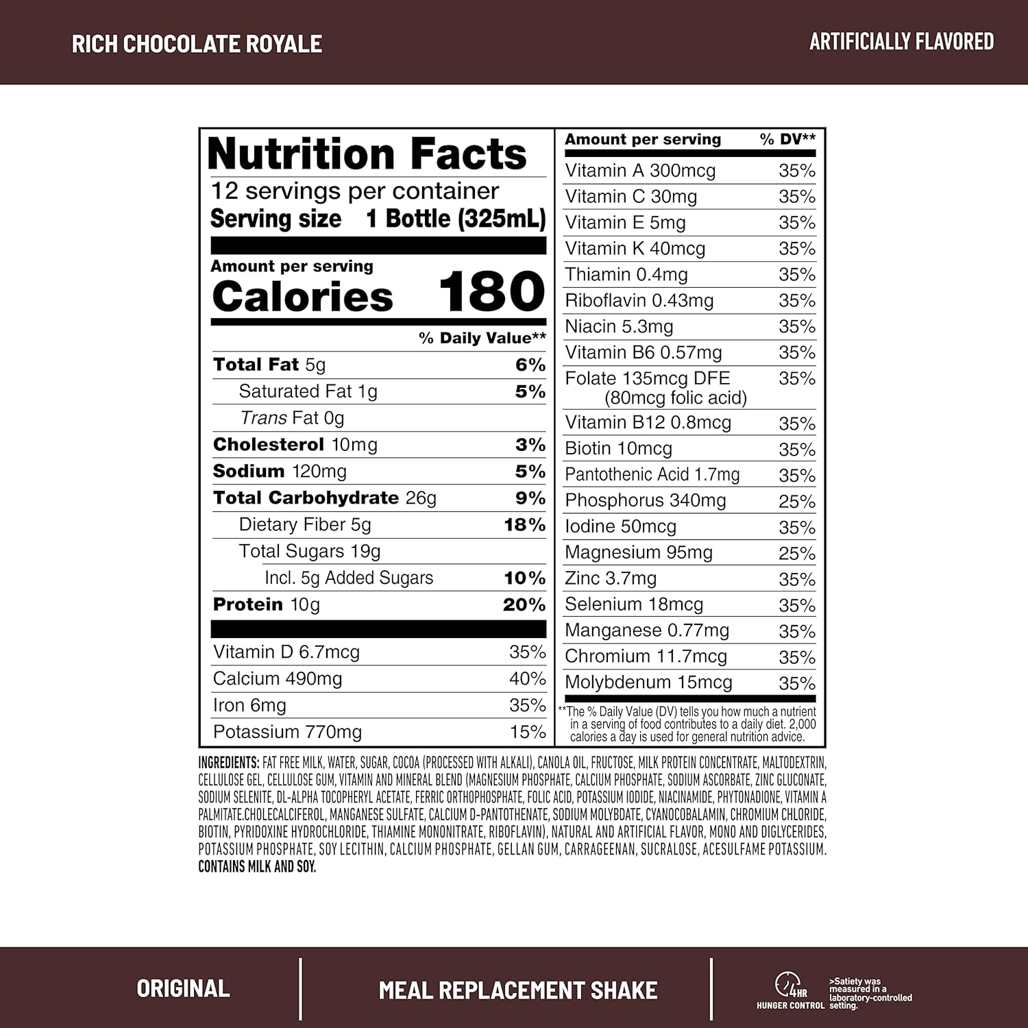 SlimFast Rich Chocolate Royale Meal Replacement Shake - 10g Protein, 11 Fl. Oz Bottle, Pack of 12