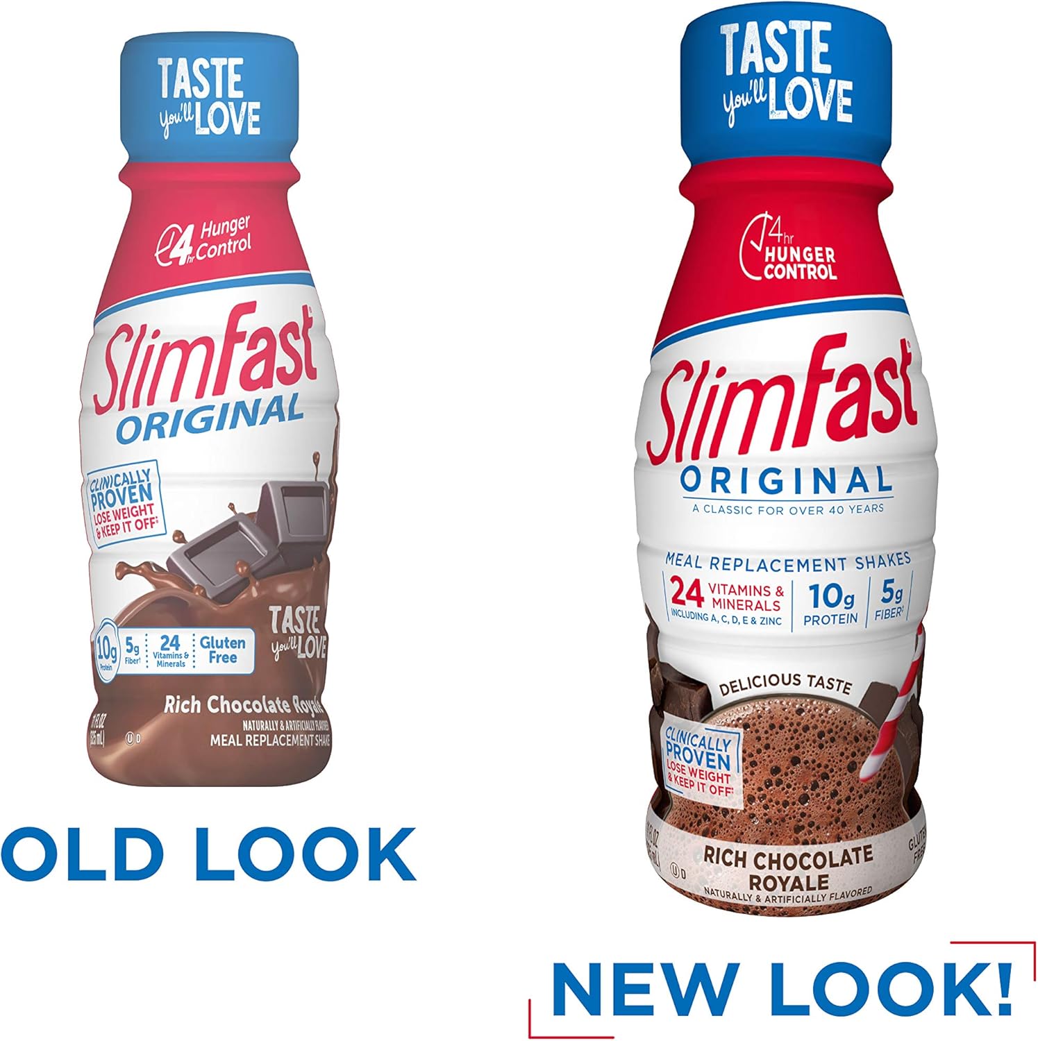 SlimFast Rich Chocolate Royale Meal Replacement Shake - 10g Protein, Ready to Drink for Slimming Formula - 11 Fl. Oz, 8 Pack