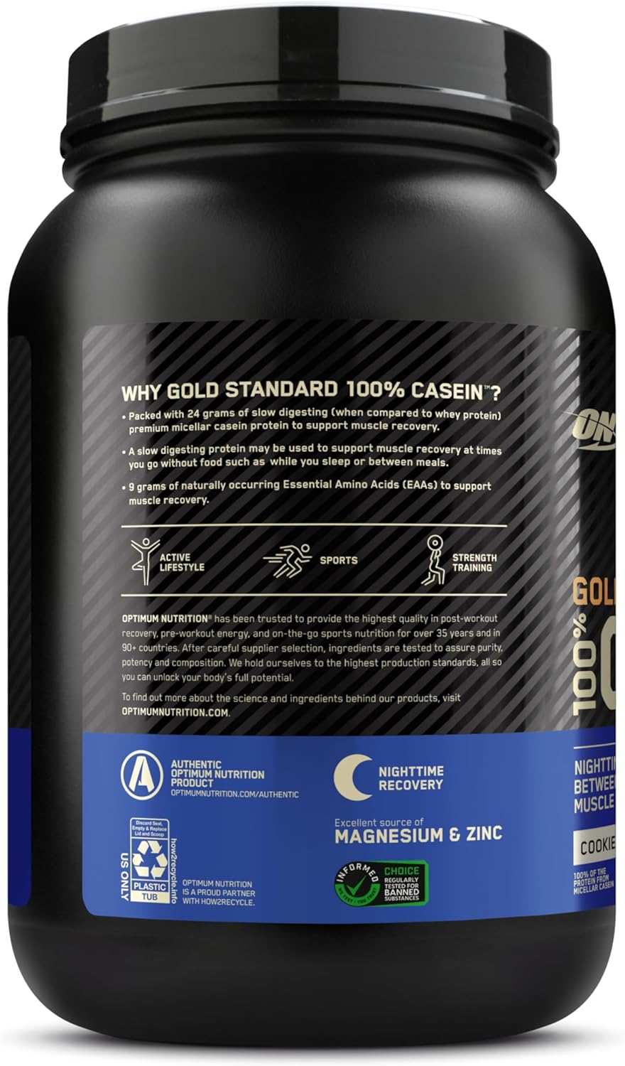 Slow Digesting Cookies and Cream Micellar Casein Protein Powder for Overnight Muscle Recovery, 1.81 Pound