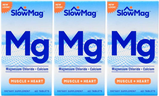 Slow-Mag Magnesium Chloride and Calcium Tablets, 60 Count - Value Pack of 3