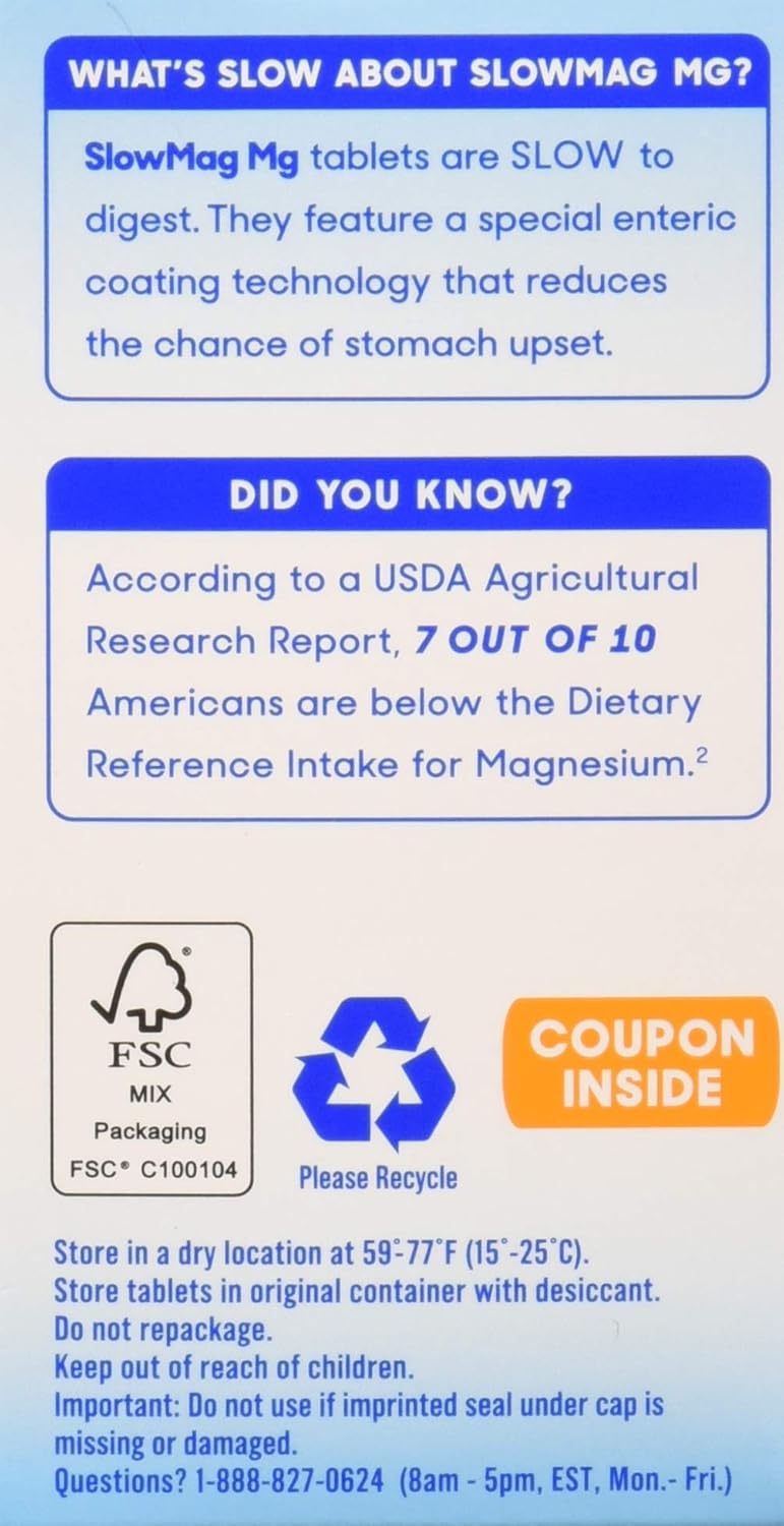 Slow-Mag Magnesium Chloride with Calcium Supplement, 60 Count - Pack of 3 - Varied Packaging