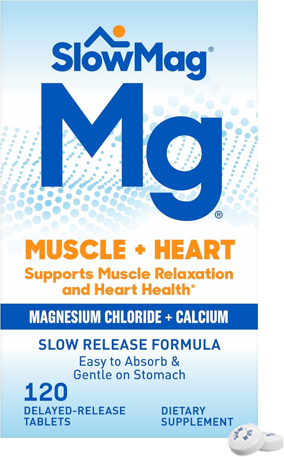 Slow-Mag Muscle and Heart Supplement with Magnesium Chloride, Calcium, and Slow-Fe Iron Deficiency Support - 120 Count & 60 Count