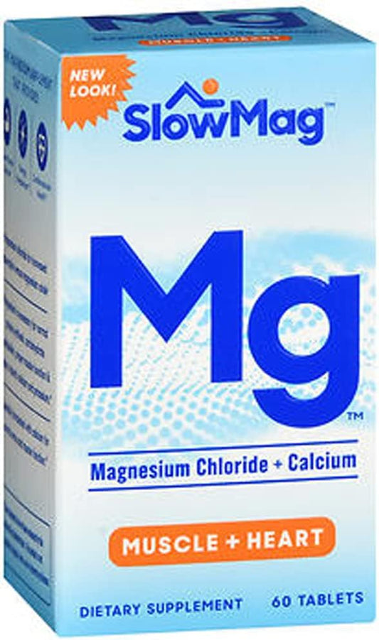 Slow-Mag SlowMag MG Muscle & Heart Magnesium Chloride with Calcium Tablets - 60 Count x 2 Pack