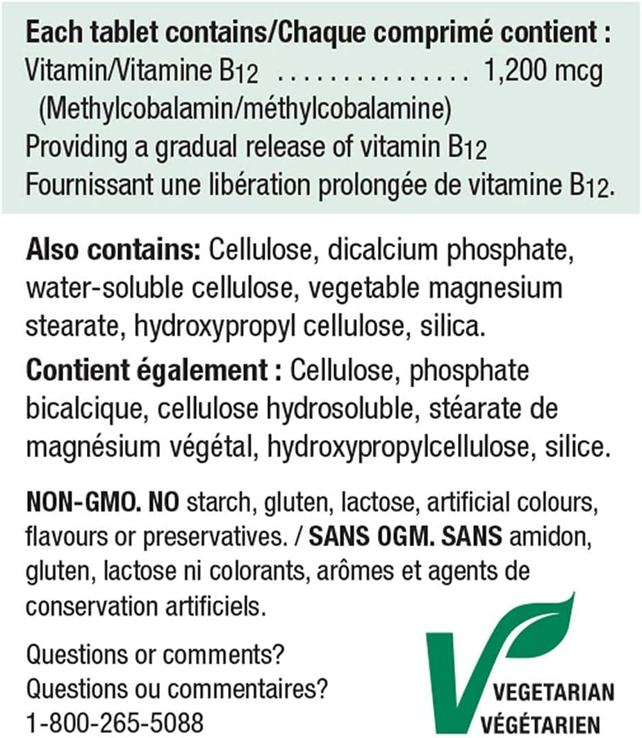 Slow Release Jamieson Vitamin B12 1200 mcg Tablets - 200 Count