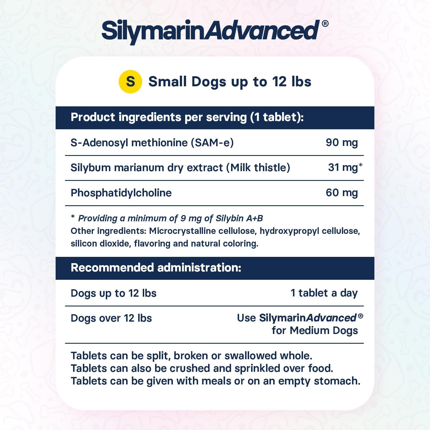 Small Dog Liver Health Supplement with Silymarin, S-Adenosylmethionine, and Silybin - 30 Tablets