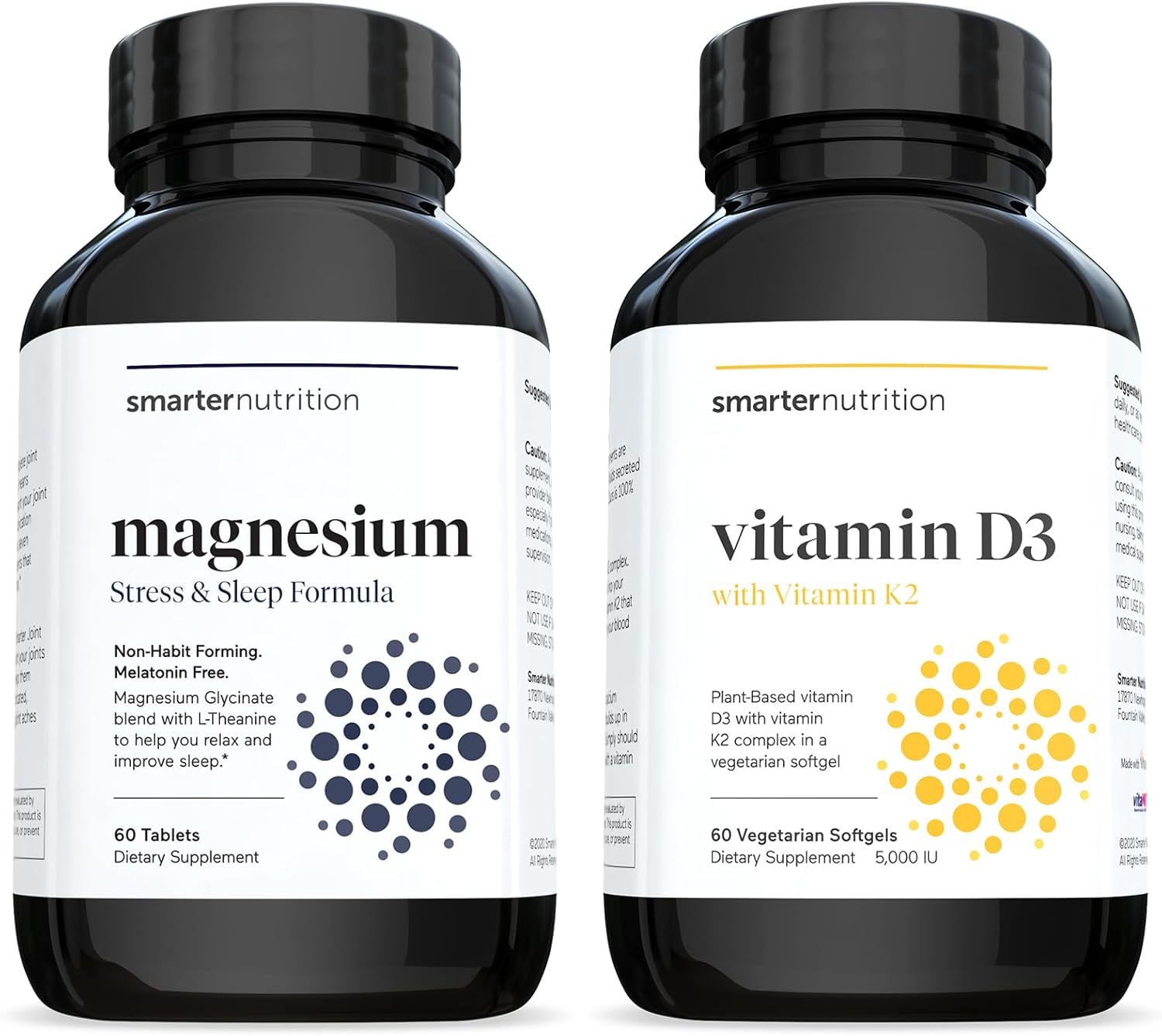 Smart Nutrition Magnesium and Vitamin D3+K2 Bundle - Magnesium Complex with Various Forms and 5,000 IU of Vitamin D with K2 Complex [30-Day Supply]