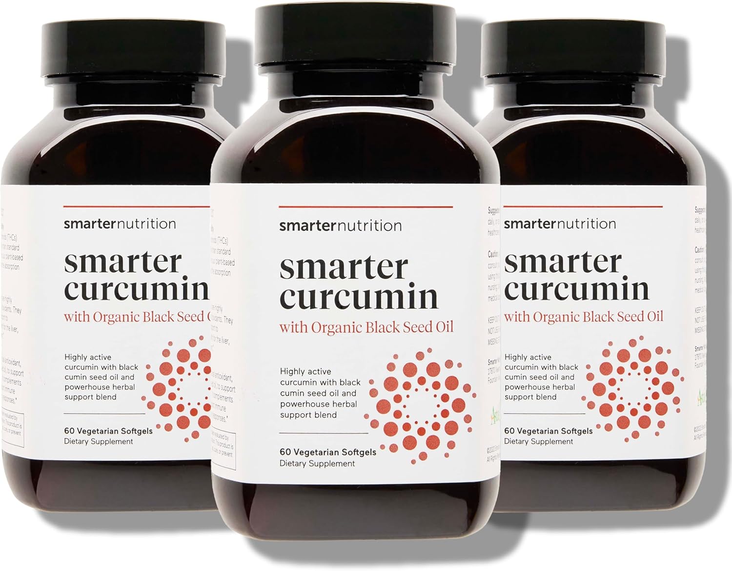Smarter Nutrition Curcumin Softgels - Potent & Bioavailable, Standardized to 95% Tetrahydrocurcuminoids, with AstraGin, Black Cumin Seed Oil & Ginger - 60 Count (Pack of 3)