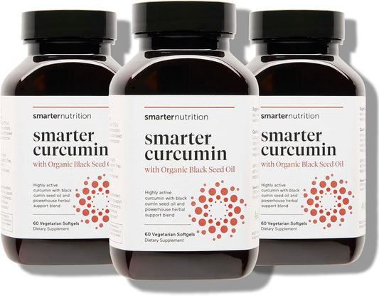 Smarter Nutrition Curcumin Softgels - Potent & Bioavailable, Standardized to 95% Tetrahydrocurcuminoids, with AstraGin, Black Cumin Seed Oil & Ginger - 60 Count (Pack of 3)