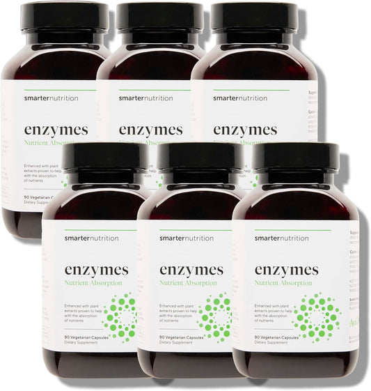 Smarter Nutrition Digestive Enzymes - Gut Health Support with 16 Enzymes - Bromelain, Papain, Lactase - 540 Count (6 Pack) - 180-Day Supply - BoostGo Australia