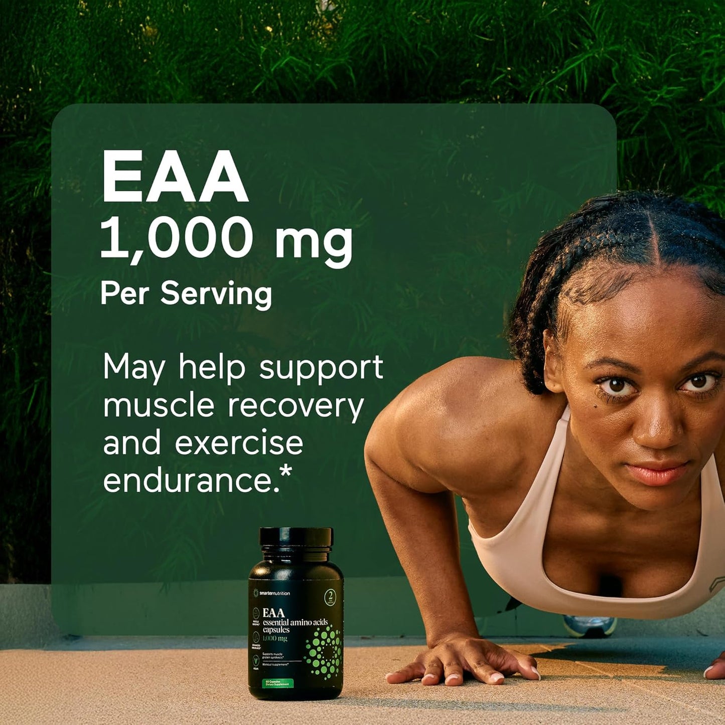 Smarter Nutrition Essential Amino Acids Capsules - 1g Per Serving - Supports Muscle Mass & Exercise - Non-GMO, Vegan, Gluten Free - 60 Count