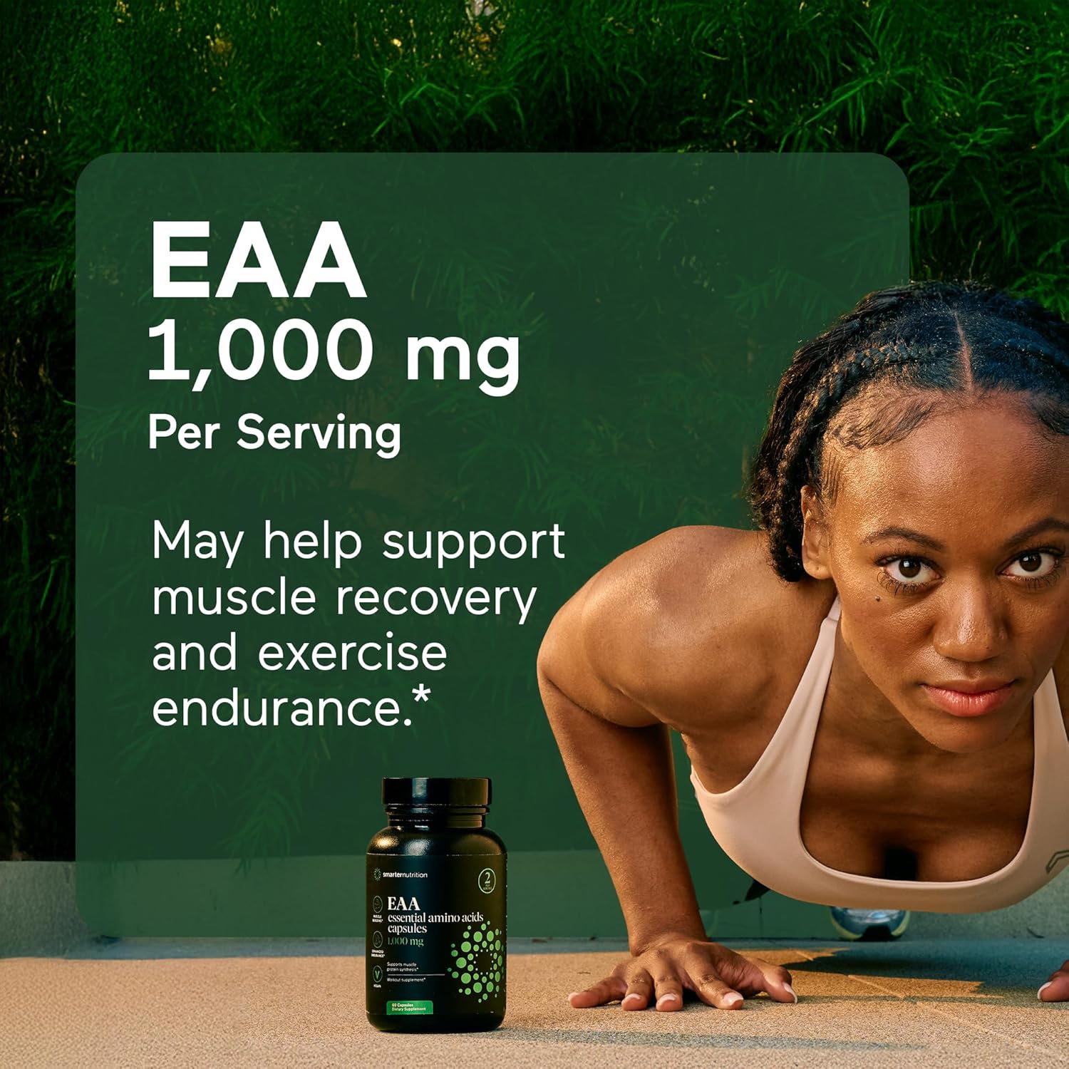 Smarter Nutrition Essential Amino Acids Capsules - 1g Per Serving - Supports Muscle Mass & Exercise - Non-GMO, Vegan, Gluten Free - 60 Count