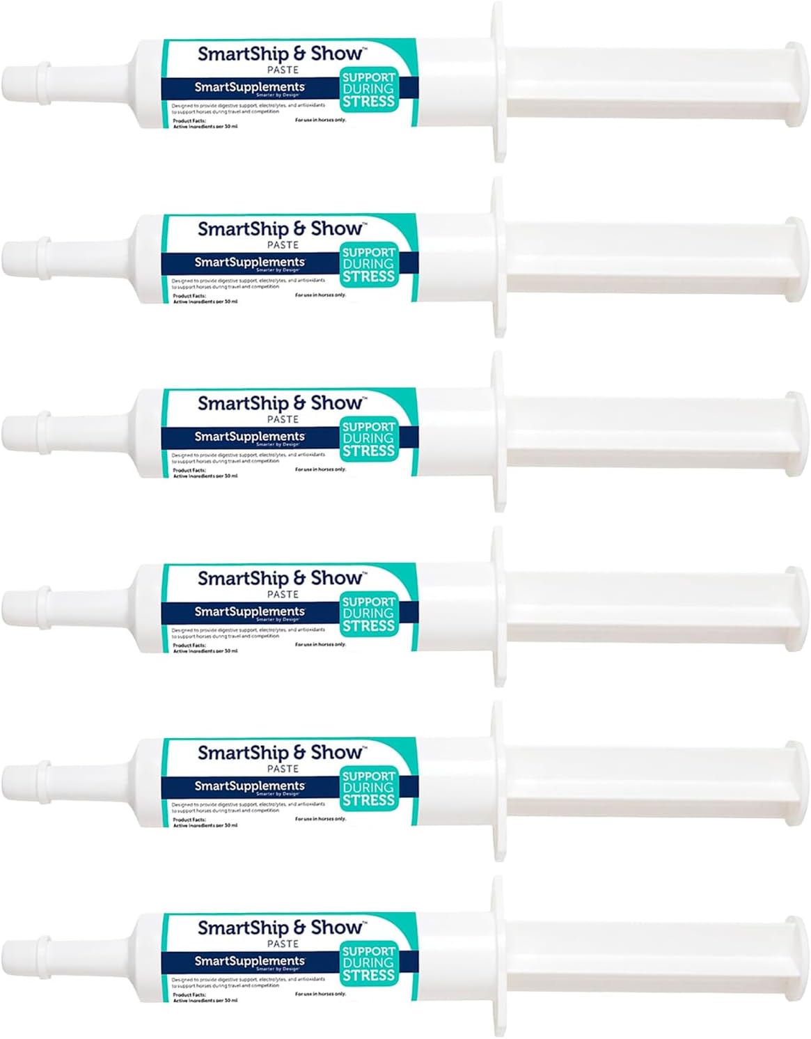 SmartPak SmartShip & Show Paste Probiotics for Horses - Travel-Ready Gut Support, Butterscotch Flavor, Pack of 6