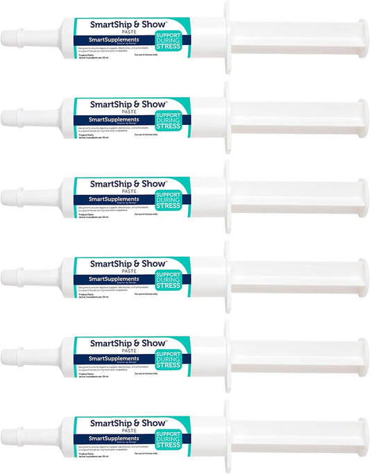 SmartPak SmartShip & Show Paste Probiotics for Horses - Travel-Ready Gut Support, Butterscotch Flavor, Pack of 6