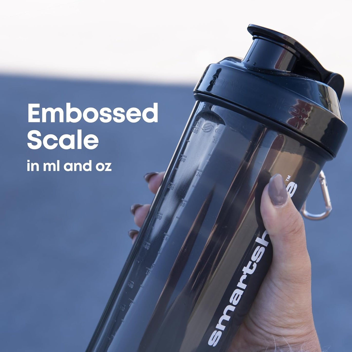 Smartshake Lite 4-Pack Protein Shaker Bottle Set - 800ml | 27oz - Leakproof Screw-on Lid - BPA Free - Mist Gray, Army Green, Black, Navy Blue