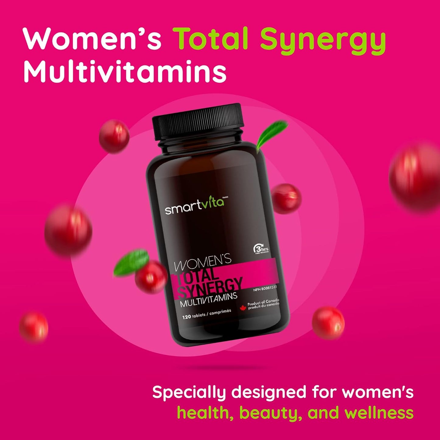 Smartvita Women's Multivitamins - Energy & Immune Booster, Wellness & Beauty Support for Hair, Skin, Nails - 120 Tablets