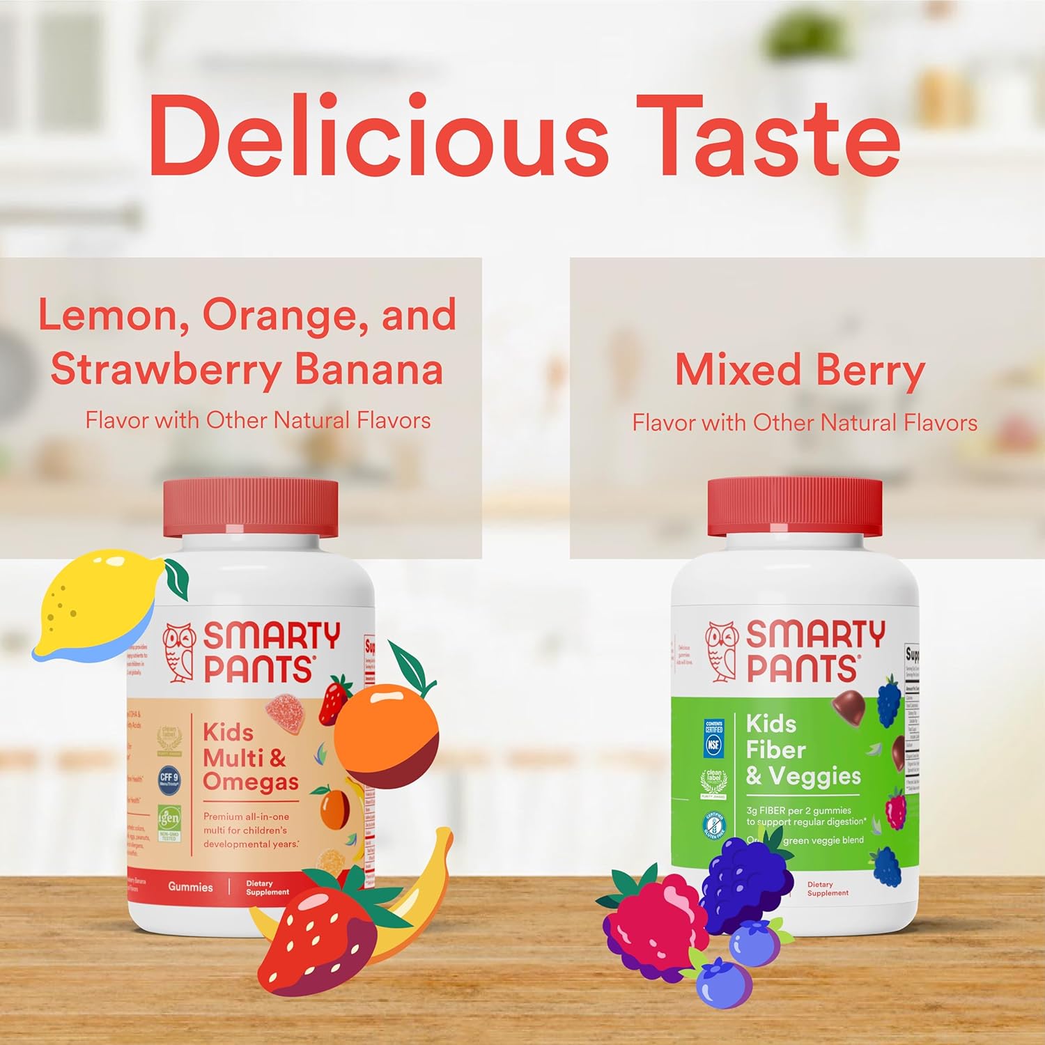 SmartyPants Kids Multivitamin Bundle with Fiber & Veggies: Omega 3 Fish Oil, Prebiotic Fiber, Gluten-Free, Mixed Berry Flavors (120 Count) + Fiber & Veggies (60 Count)