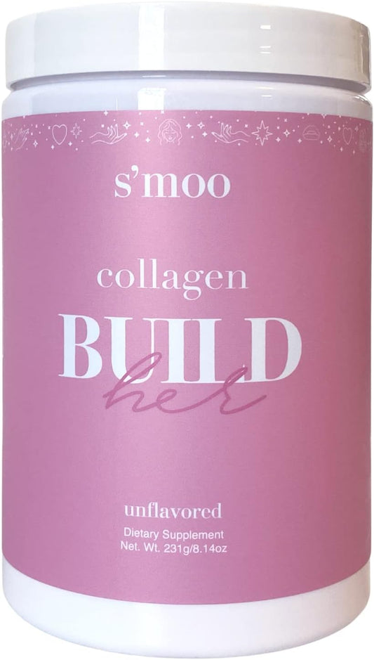 S'moo BUILD(her) Collagen Peptides Powder - Hair, Skin, Nail, and Joint Support - Unflavored - Hydrolyzed Collagen Drink Mix - Gluten-Free - 30 Servings