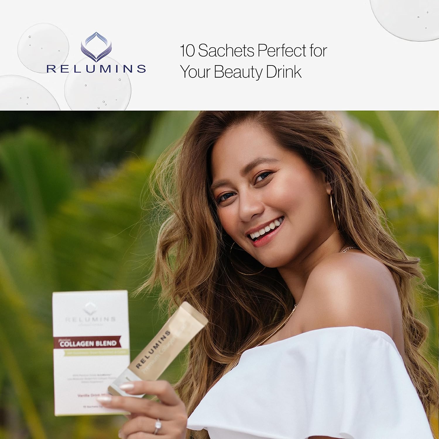 Smooth Glowing Skin Boosting Marine Collagen Powder Drink Mix with Glutathione, Green Tea, CoQ10, & Hyaluronic Acid - 100 Vanilla Flavored Sachets + 10 Free