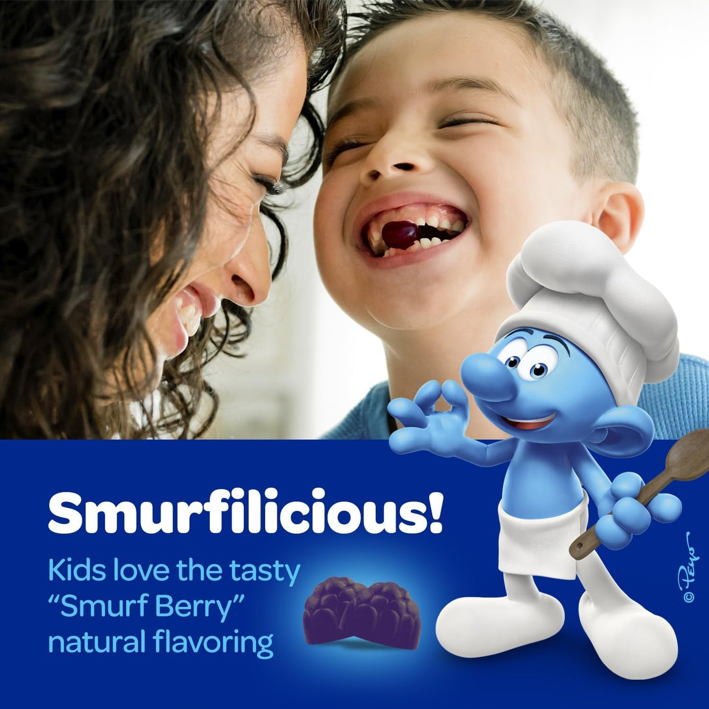 Smurfs Kids Multivitamin Gummies with Real Fruit | Doctor Developed | 15 Essential Vitamins & Minerals | Non-GMO, No Artificial Flavors | 60 Gummies