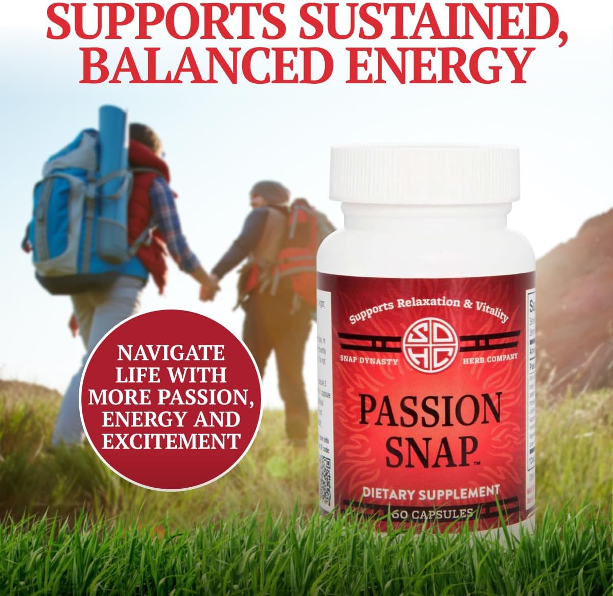 Snap Dynasty Passion Snap Capsules (60ct) - Plant Based Supplement for Relaxation & Vitality