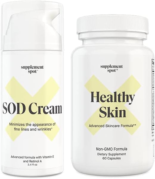 SOD Superoxide Dismutase Facial Cream & Anti-Aging Supplement Bundle for Healthy Skin