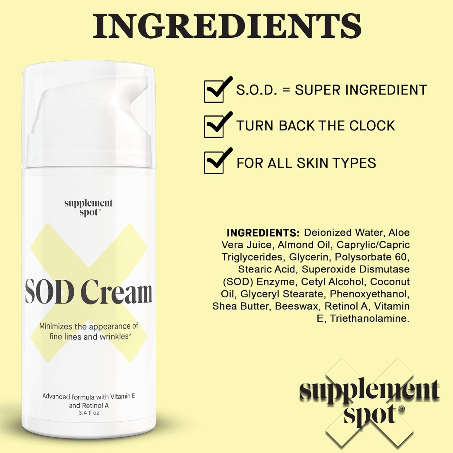 SOD Superoxide Dismutase Facial Cream & Anti-Aging Supplement Bundle for Healthy Skin