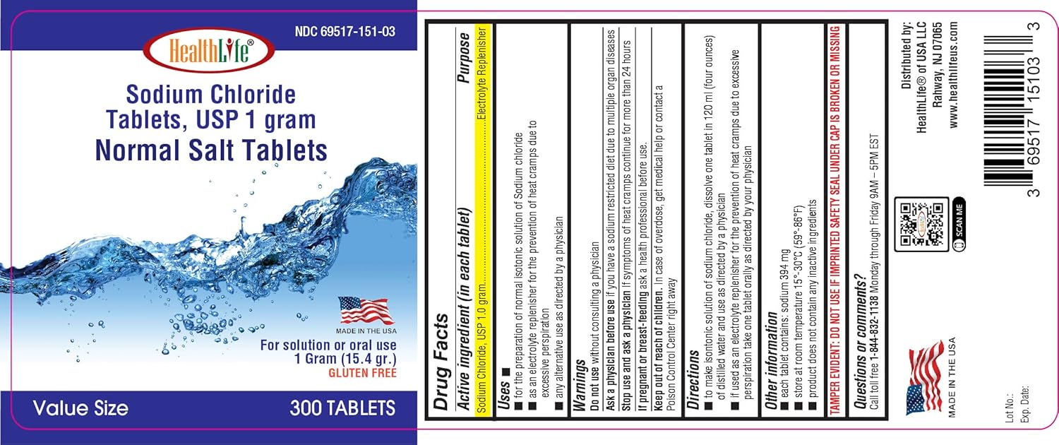 Sodium Chloride Tablets 1 gm, USP | 300 Count | Normal Salt Supplement | Electrolyte Replenisher Hydration Drink