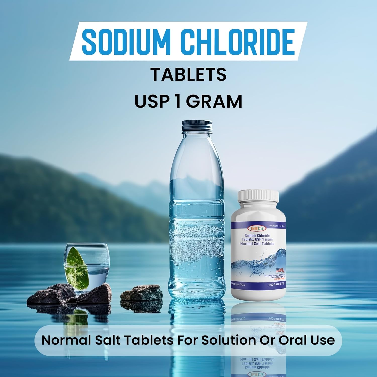 Sodium Chloride Tablets 1 gm, USP | 300 Count | Normal Salt Supplement | Electrolyte Replenisher Hydration Drink