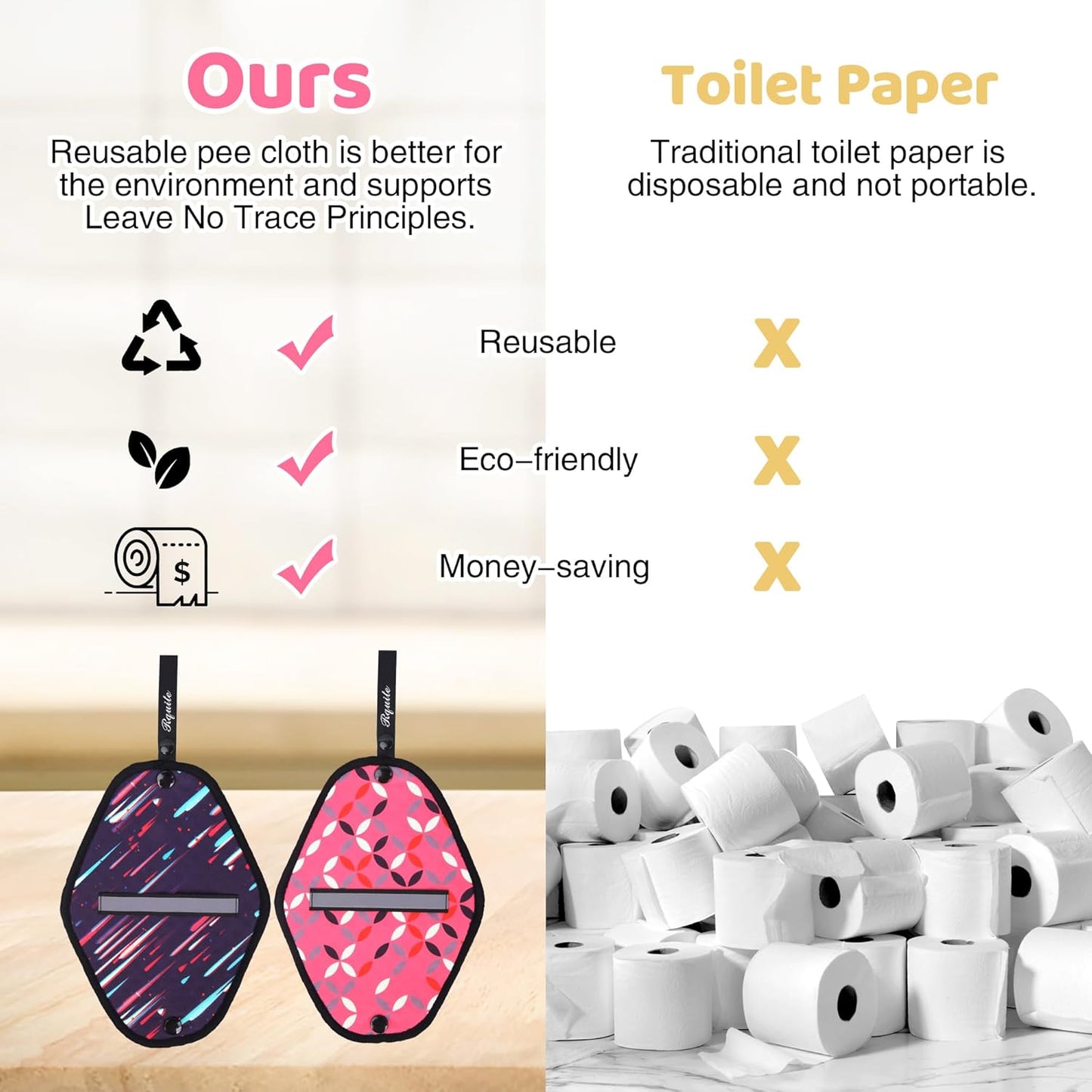 Soft & Absorbent Reusable Pee Cloth Set - Ideal for Women's Hiking & Camping Essentials - Washable Toilet Paper Alternative for Female Urination