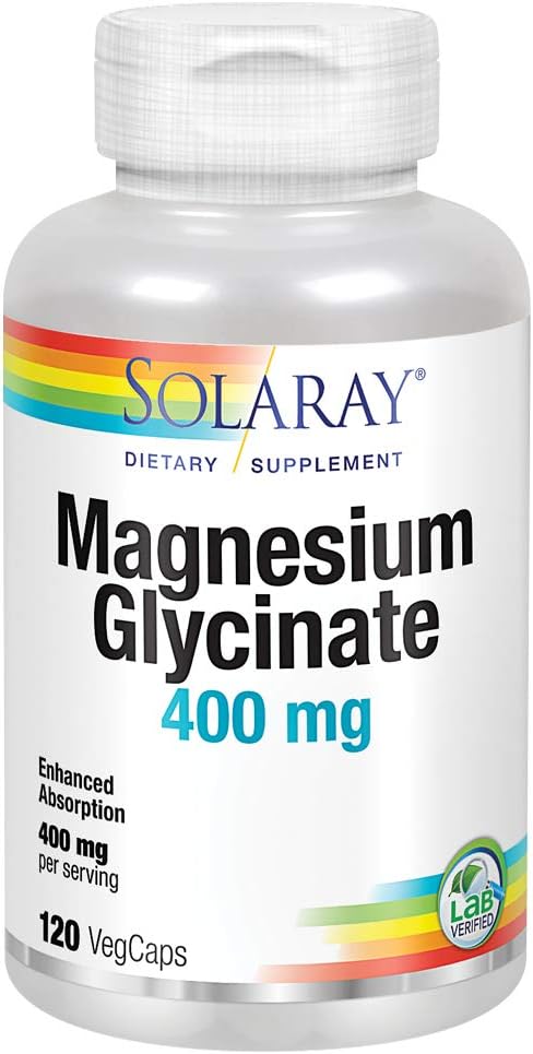 Solaray 400 mg Magnesium Glycinate Capsules for Relaxation, Bone & Heart Health - 120 Count, 30 Servings