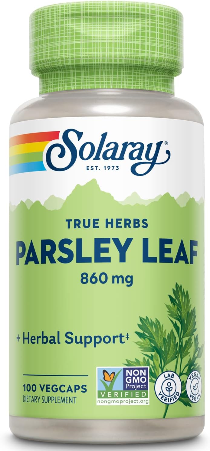 Solaray 860mg Parsley Capsules - 100 Count Bottle for Digestive Health and Antioxidant Support