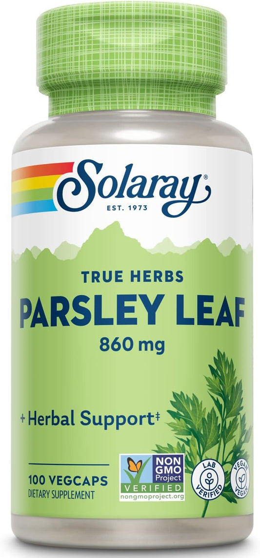 Solaray 860mg Parsley Capsules - 100 Count Bottle for Digestive Health and Antioxidant Support