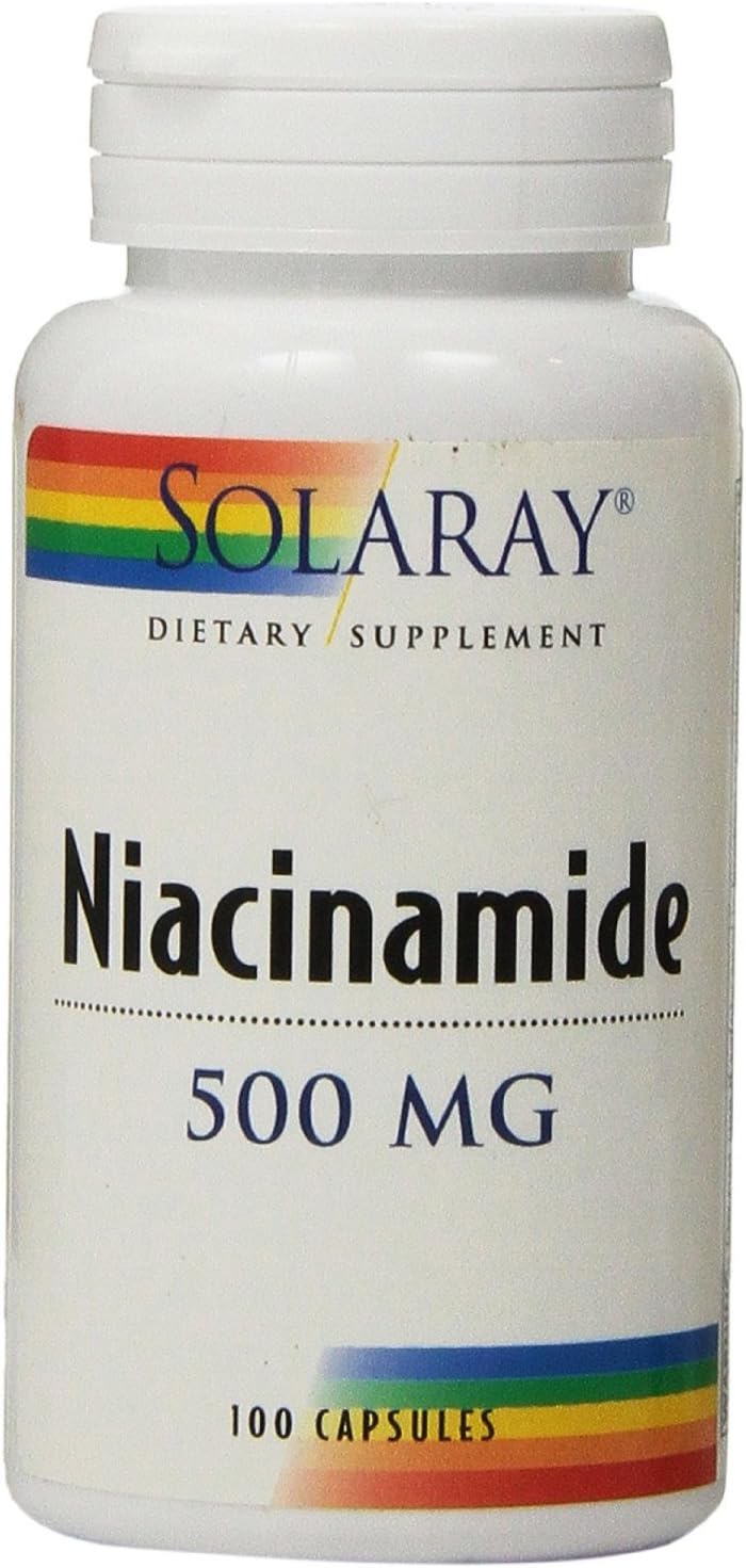 Solaray AEE Niacinamide 500mg - 100 Vegetarian Capsules for Skin Health & Energy Support